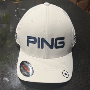 PING White Cap with Navy Embroidered Logo